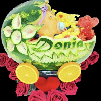 Boutique sculpture fruits et légumes : Bébé aux fruits